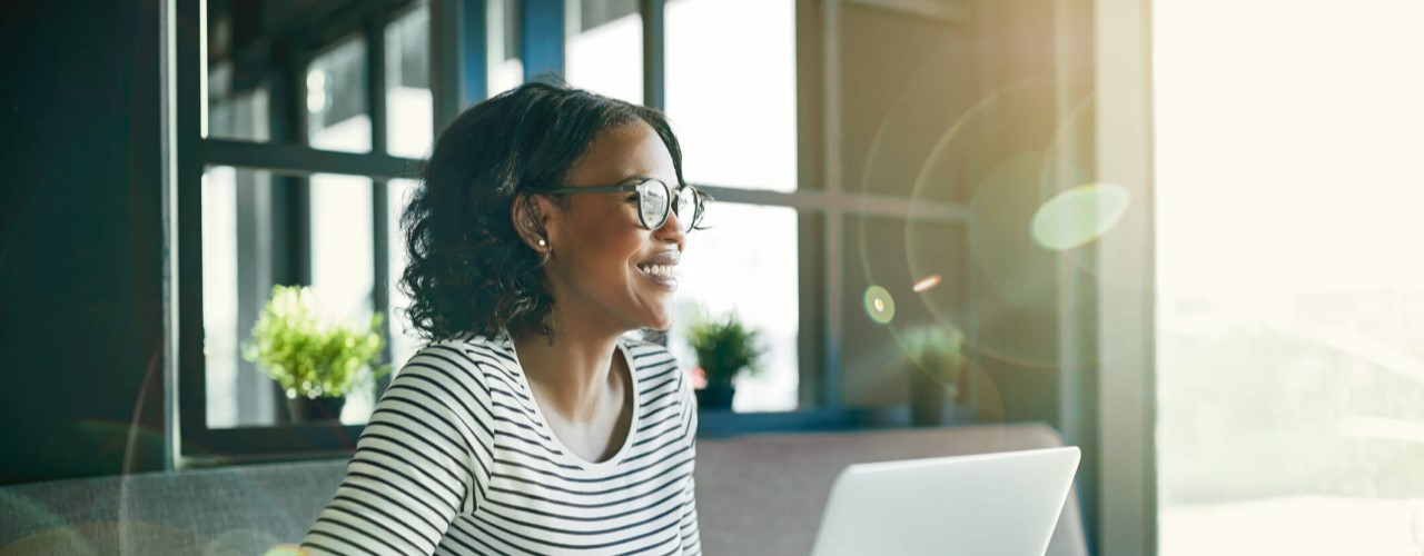 Woman learning about grant funding