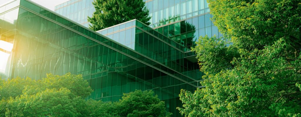 Net Zero building and trees